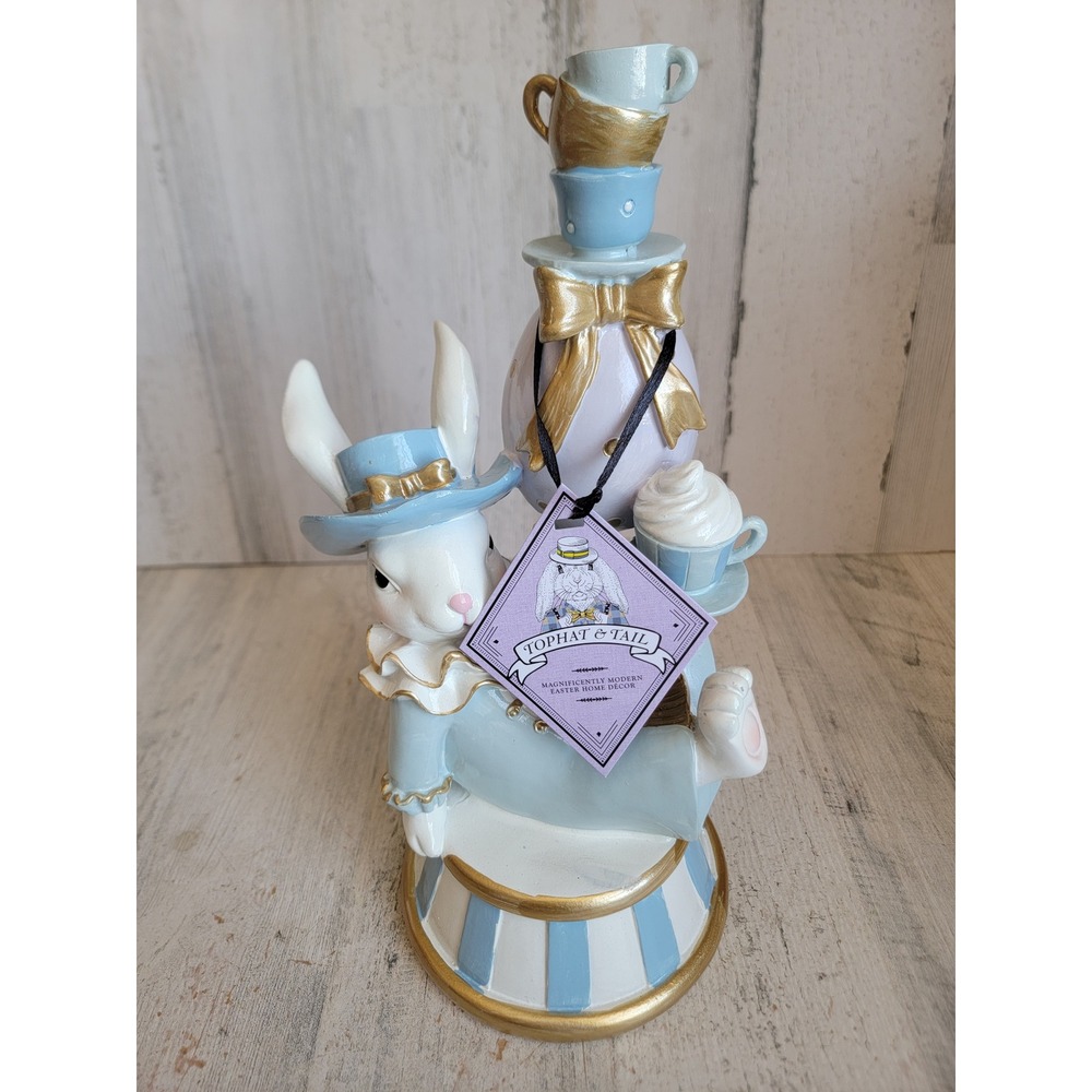 Top hat tail blue tea party Easter Bunny mad hatter egg coffee latter‎ spring